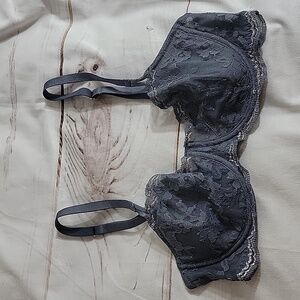 Victoria's Secret Dream Angel's Push Up Without Padding Silver Lace Bra size 34D